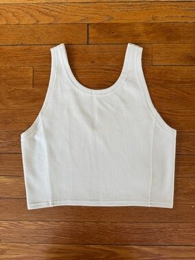 Women’s Ribbed Scoop Neck Crop Tank Top - White/cream Like New
